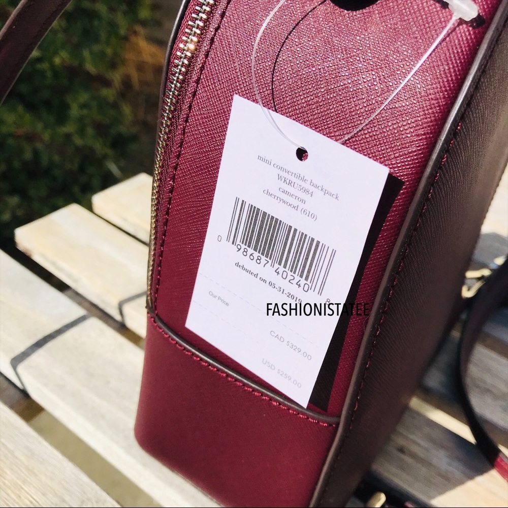 kate spade mini convertible backpack cherrywood - Picture 7 of 8